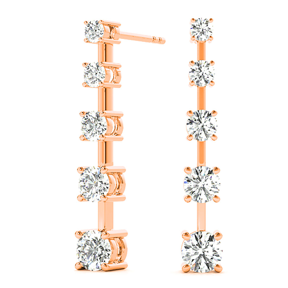 2.00 ctw Diamond Drop Earrings Journey Style-VIRABYANI